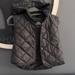Zara Black Hooded Quilted Vest